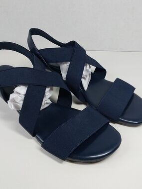 Comfort Plus Margo Crisscross Elastic Straps Sandals Size 8 Navy Blue Shoes